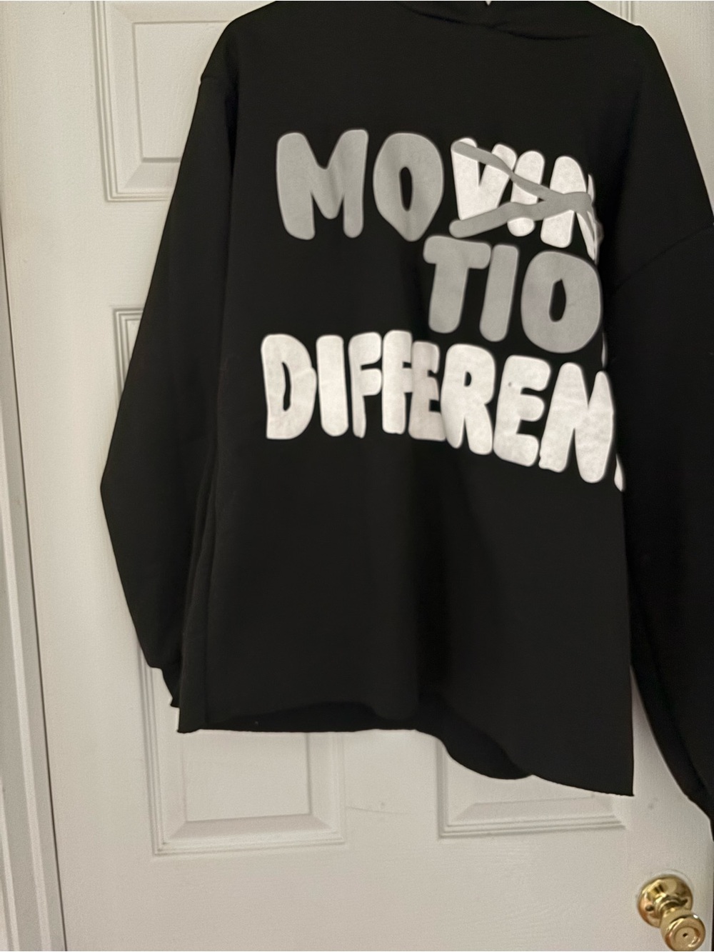 Black Graphic Sweatshirt with White Bold Text